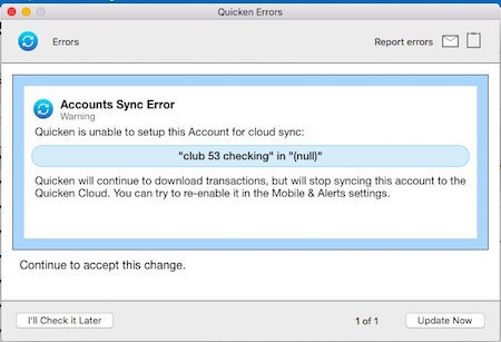 Quicken For Mac Mobile Sync Error Category Name Conflict